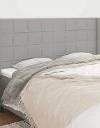 vidaXL Горна табла за легло с уши светлосива 163x16x118/128 см плат