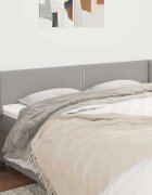 vidaXL Горна табла за легло с уши светлосива 203x16x78/88 см плат