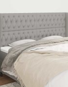 vidaXL Горна табла за легло с уши светлосива 203x23x118/128 см плат