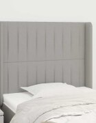 vidaXL Горна табла за легло с уши светлосива 93x16x118/128 см плат