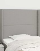 vidaXL Горна табла за легло с уши светлосива 93x16x118/128 см плат