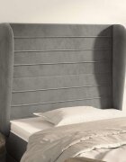 vidaXL Горна табла за легло с уши светлосива103x23x118/128 см кадифе