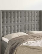vidaXL Горна табла за легло с уши светлосива147x16x118/128см кадифе