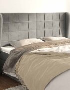 vidaXL Горна табла за легло с уши светлосива163x23x118/128 см кадифе