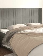 vidaXL Горна табла за легло с уши светлосива183x16x118/128см кадифе