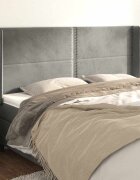 vidaXL Горна табла за легло с уши светлосива203x16x118/128см кадифе