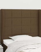 vidaXL Горна табла за легло с уши тъмнокафява 103x23x118/128см плат