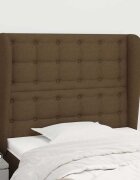 vidaXL Горна табла за легло с уши тъмнокафява 103x23x118/128см плат