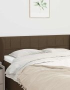 vidaXL Горна табла за легло с уши тъмнокафява 147x23x78/88 см плат