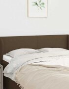 vidaXL Горна табла за легло с уши тъмнокафява 147x23x78/88 см плат