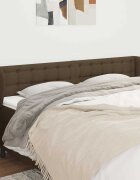 vidaXL Горна табла за легло с уши тъмнокафява 183x23x78/88 см плат