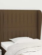 vidaXL Горна табла за легло с уши тъмнокафява 93x23x118/128 см плат