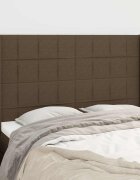 vidaXL Горна табла за легло с уши тъмнокафява147x16x118/128 см плат