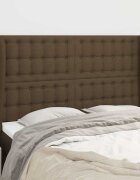 vidaXL Горна табла за легло с уши тъмнокафява147x23x118/128 см плат
