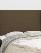 vidaXL Горна табла за легло с уши тъмнокафява147x23x118/128 см плат