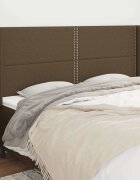 vidaXL Горна табла за легло с уши тъмнокафява183x16x118/128 см плат
