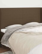 vidaXL Горна табла за легло с уши тъмнокафява203x23x118/128 см плат