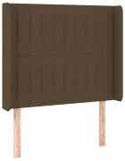 vidaXL Горна табла за легло с уши тъмнокафява83x16x118/128 см плат