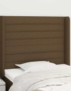 vidaXL Горна табла за легло с уши тъмнокафява93x16x118/128 см плат
