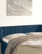 vidaXL Горна табла за легло с уши тъмносиня 147x23x78/88 см кадифе