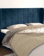vidaXL Горна табла за легло с уши тъмносиня 163x23x118/128 см кадифе