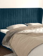 vidaXL Горна табла за легло с уши тъмносиня 163x23x118/128 см кадифе