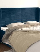 vidaXL Горна табла за легло с уши тъмносиня 183x23x118/128 см кадифе