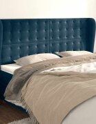 vidaXL Горна табла за легло с уши тъмносиня 183x23x118/128 см кадифе
