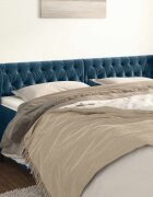 vidaXL Горна табла за легло с уши тъмносиня 203x23x78/88 см кадифе