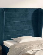 vidaXL Горна табла за легло с уши тъмносиня 93x23x118/128 см кадифе