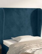 vidaXL Горна табла за легло с уши тъмносиня 93x23x118/128 см кадифе