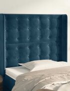 vidaXL Горна табла за легло с уши тъмносиня103x16x118/128 см кадифе
