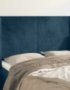 vidaXL Горна табла за легло с уши тъмносиня147x16x118/128 см кадифе