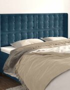 vidaXL Горна табла за легло с уши тъмносиня183x16x118/128 см кадифе