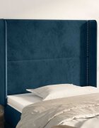 vidaXL Горна табла за легло с уши тъмносиня83x16x118/128 см кадифе