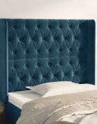 vidaXL Горна табла за легло с уши тъмносиня93x16x118/128см кадифе