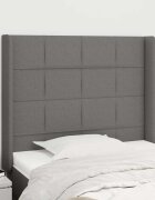 vidaXL Горна табла за легло с уши тъмносива 103x16x118/128 см плат