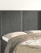 vidaXL Горна табла за легло с уши тъмносива 147x16x118/128см кадифе