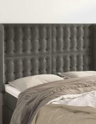 vidaXL Горна табла за легло с уши тъмносива 147x16x118/128см кадифе