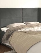 vidaXL Горна табла за легло с уши тъмносива 183x16x118/128см кадифе