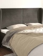 vidaXL Горна табла за легло с уши тъмносива 183x23x118/128 см кадифе