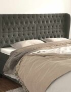 vidaXL Горна табла за легло с уши тъмносива 183x23x118/128 см кадифе