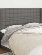 vidaXL Горна табла за легло с уши тъмносива 183x23x118/128 см плат