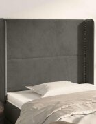 vidaXL Горна табла за легло с уши тъмносива 83x16x118/128 см кадифе