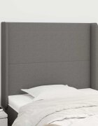 vidaXL Горна табла за легло с уши тъмносива 83x16x118/128 см плат