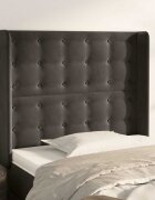 vidaXL Горна табла за легло с уши тъмносива 93x16x118/128 см кадифе