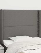 vidaXL Горна табла за легло с уши тъмносива 93x16x118/128 см плат