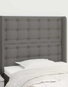 vidaXL Горна табла за легло с уши тъмносива 93x16x118/128 см плат