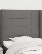 vidaXL Горна табла за легло с уши тъмносива 93x23x118/128 см плат