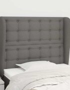 vidaXL Горна табла за легло с уши тъмносива 93x23x118/128 см плат